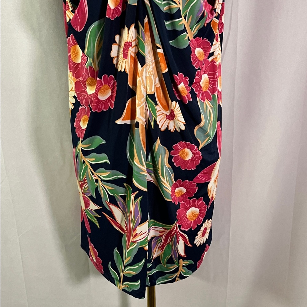 Beach Break Navy Multicolor Floral Sleeveless V-Neck Beach Dress Swim Coverup - Picture 11 of 15